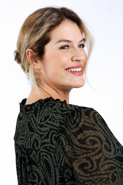 Bicolor blouse met paisleyprint-Paprika-3