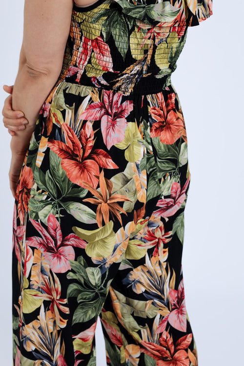 Combinaison en viscose à volants imprimé floral-Paprika-6