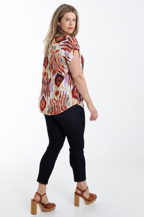 Viscose blouse met etnisch print-Paprika-2