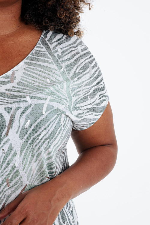 Foil bedrukt T-shirt met bladeren-Paprika-4