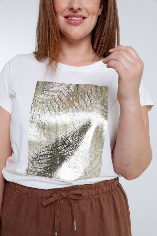 T-shirt en coton avec imprimé foil-Paprika-4