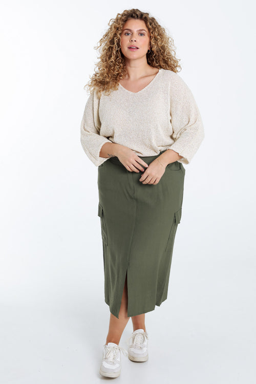 Pull boîte en coton avec lurex-Paprika-9