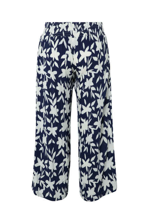 Pantalon large en viscose imprimé floral-Paprika-11