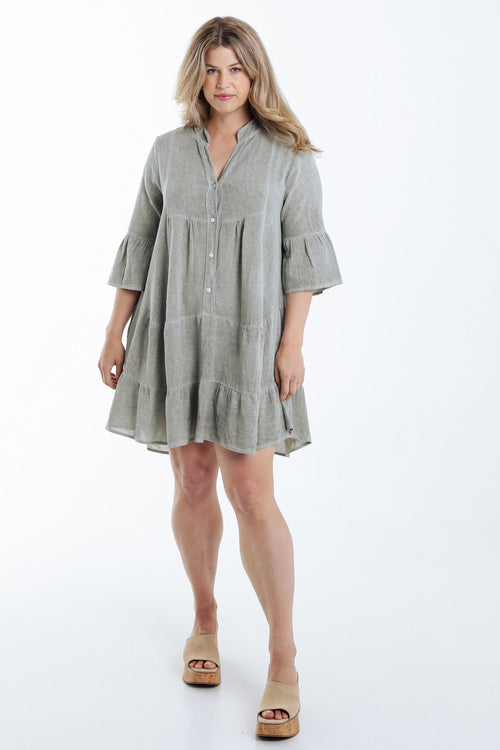 Robe tunique en gaze de coton unie-Paprika-7