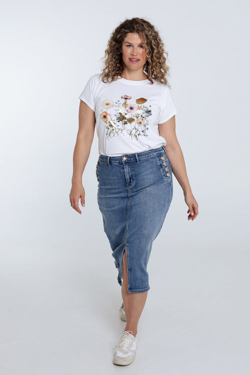 Jupe en jeans avec fente et boutons-Paprika-8