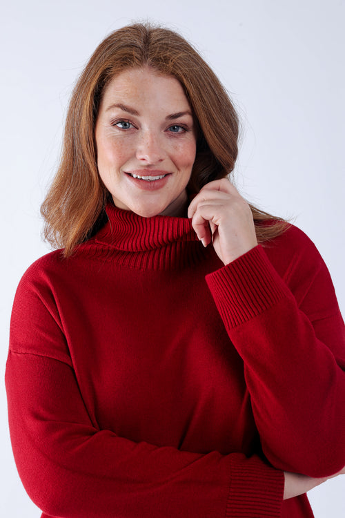 Effen trui jurk-Paprika-3