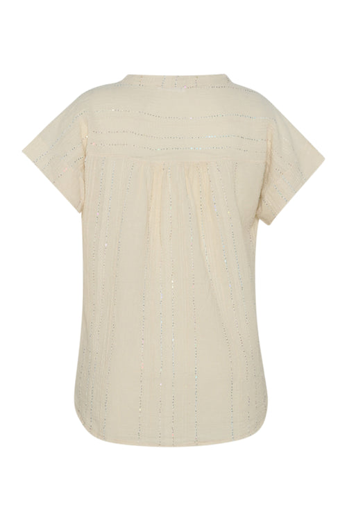 Effen katoenen blouse met gestreepte pailletten-Paprika-11