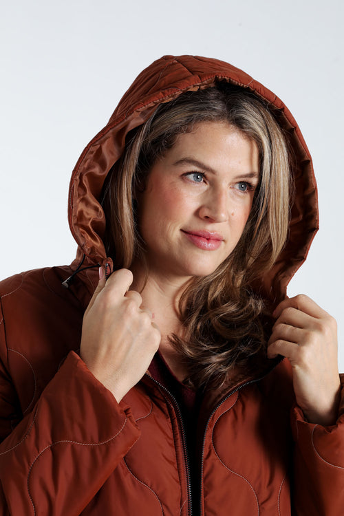 Doudoune courte à capuche-Paprika-6