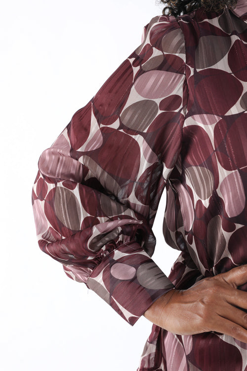 Blouse met rondjesprint en folieprint-Paprika-4