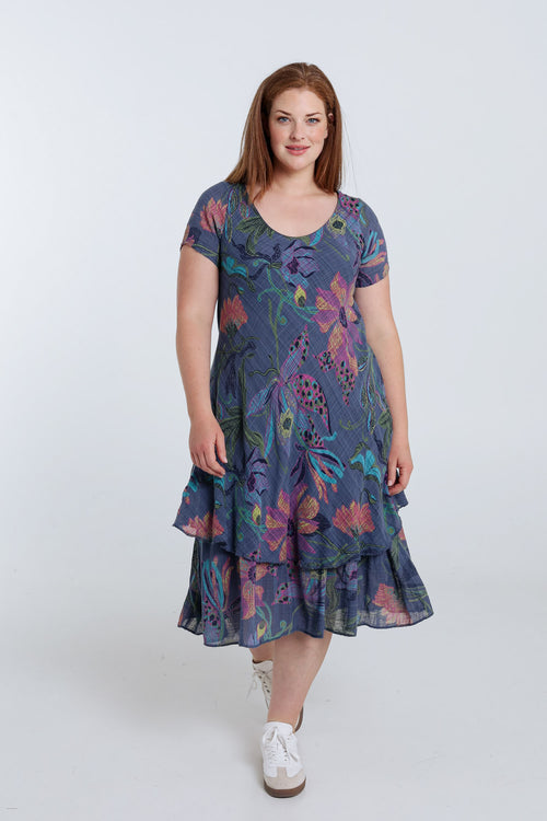 Robe en gaze de coton imprimé floral-Paprika-9