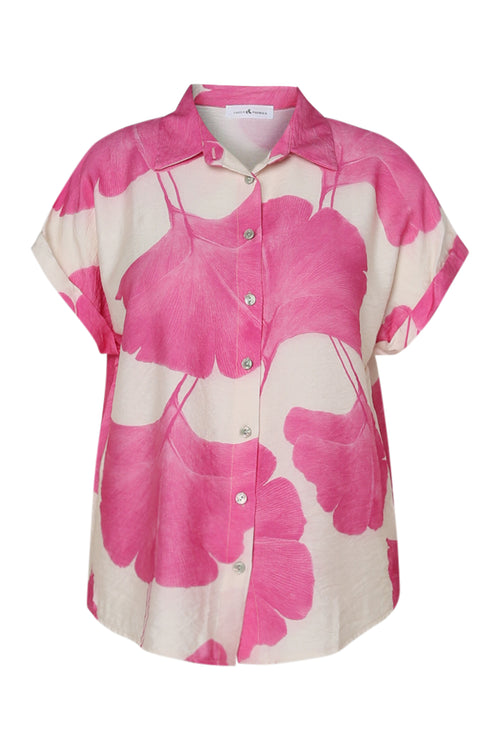 Blouse met bladerenprint-Paprika-2