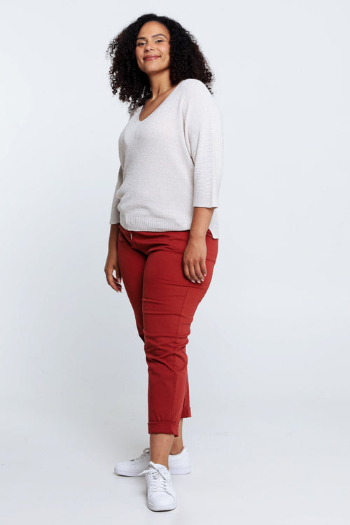 Pull  uni avec lurex-Paprika-9