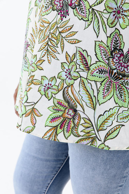 Blouse en coton avec imprimé floral-Paprika-6