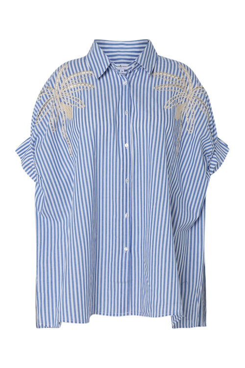 Chemise oversize rayée en coton avec broderies-Paprika-10
