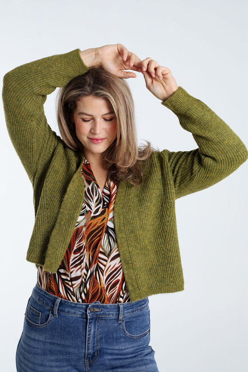 Kort, effen vestje voor jurk in wol-Paprika-1