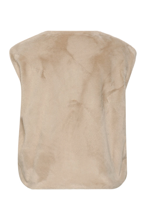 Effen gilet van imitatiebont-Paprika-2