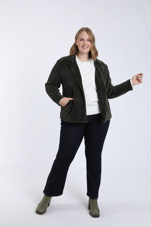 Effen blazer van geplooid fluweel-Paprika-7