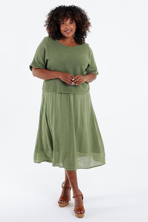 Robe 2en 1 en gaze de coton unie-Paprika-8