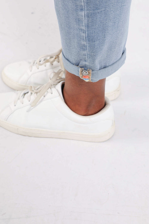 Jeans Louise slim 3/4 avec ceinture fantaisie-Paprika-6