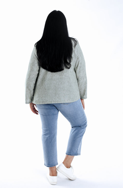 Blazer van uni viscose en linnen-Paprika-3