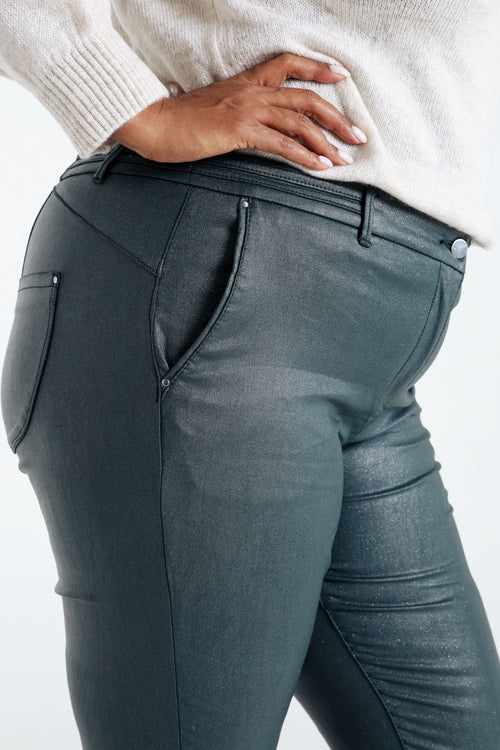 Pantalon slim enduit métallisé-Paprika-4