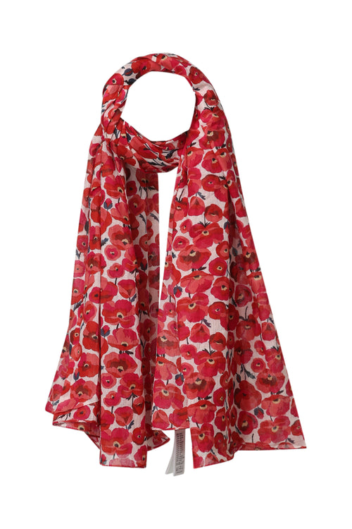 Sjaal met klaprozenprint-Paprika-1