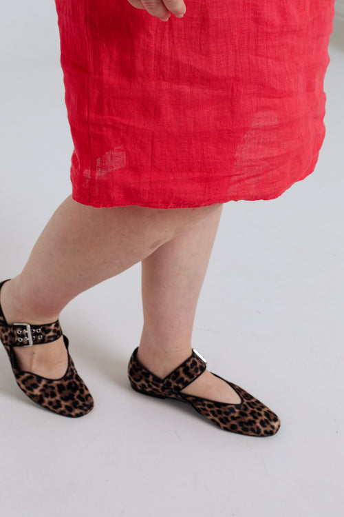 Robe tunique en lin unie-Paprika-5