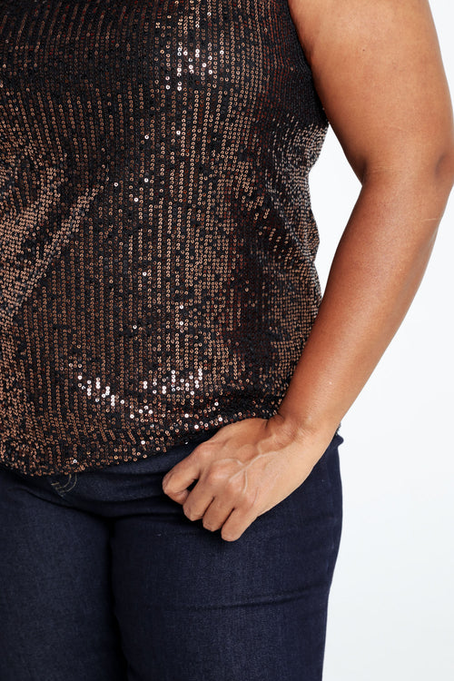 Top sans manches à paillettes-Paprika-5