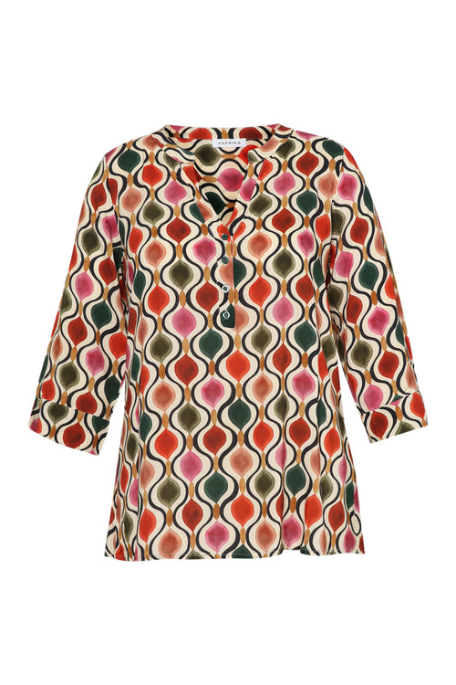 Blouse van bedrukt viscose met grafisch dessin-Paprika-1