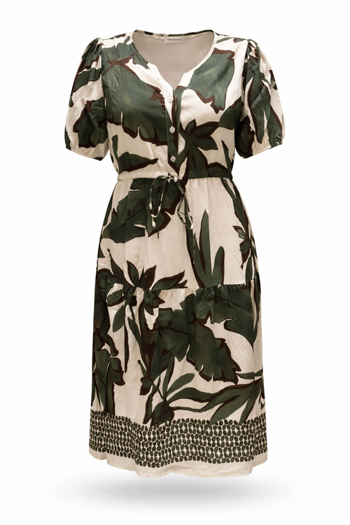 Robe en viscose imprimé feuilles-Paprika-10