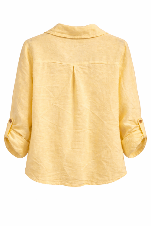 Blouse van effen linnen-Paprika-1