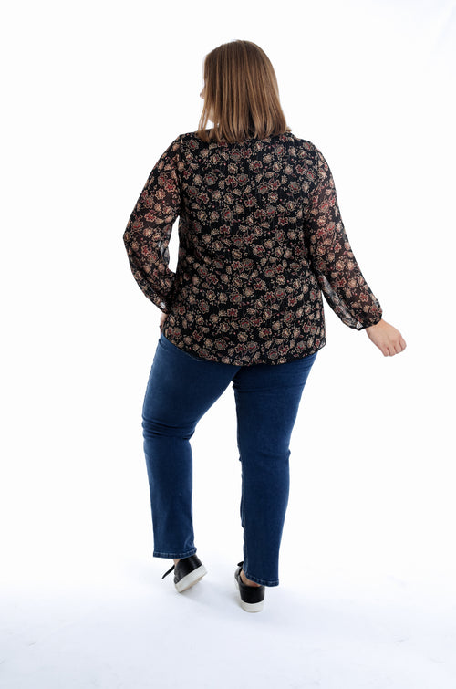 Blouse met Indiase bloemenprint-Paprika-2