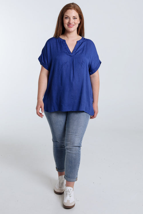 Blouse en viscose rayures lurex-Paprika-7