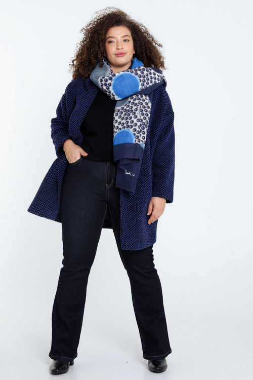 Manteau uni en tissu moucheté avec laine-Paprika-9