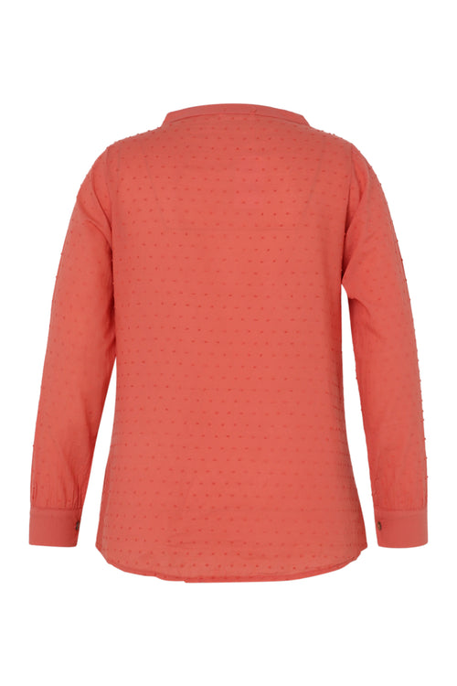 Blouse en coton unie broderies et plumetis-Paprika-11