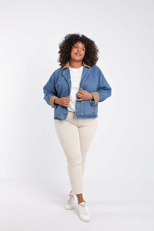 Spijkerjasje met fluweel-Paprika-9