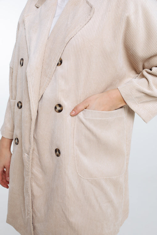 Longue veste en velours unie-Paprika-6