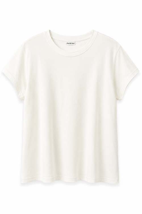 Effen katoenen T-shirt-Paprika-1