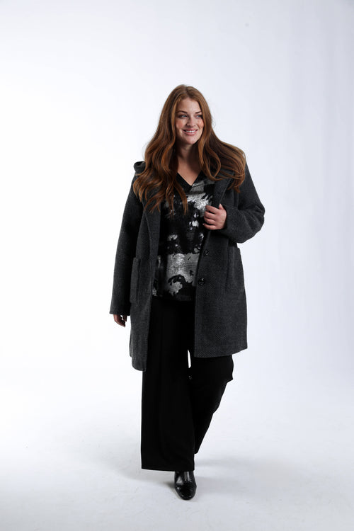 Effen wollen mantel met capuchon-Paprika-9