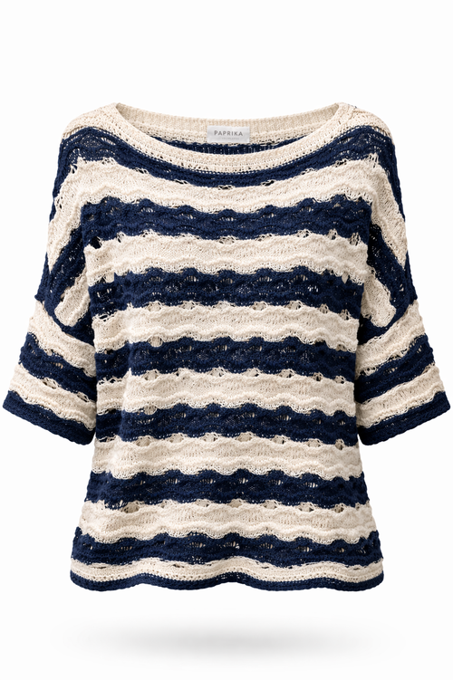 Gestreepte gehaakte trui-Paprika-1