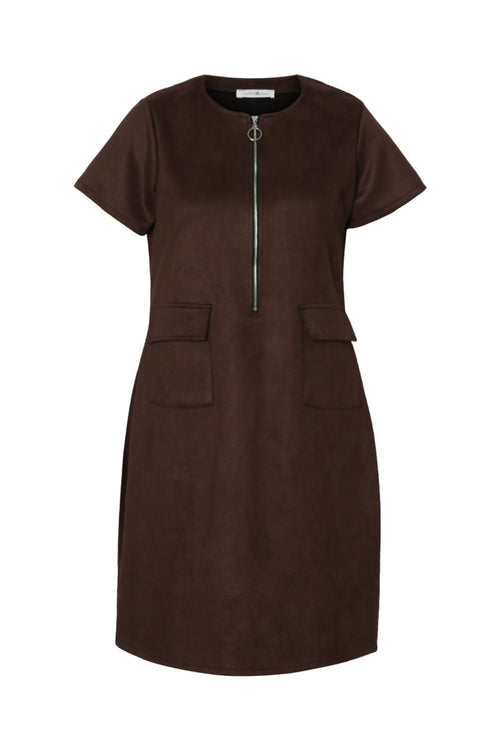 Robe en effet suédine unie-Paprika-8