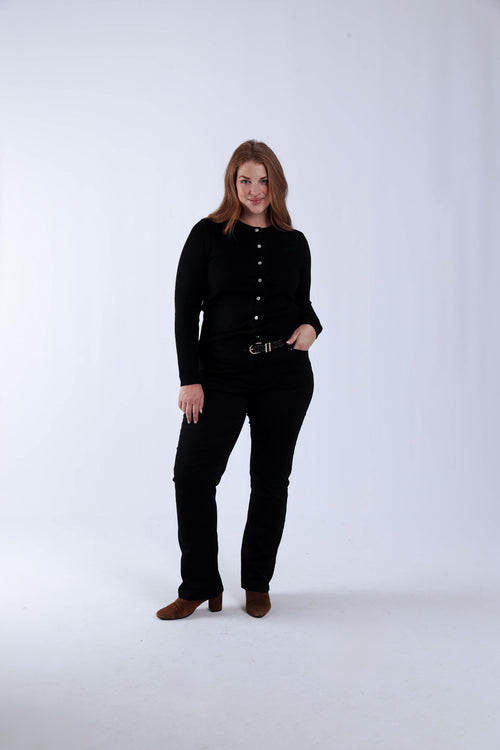 Cardigan boutonné uni avec volants-Paprika-6