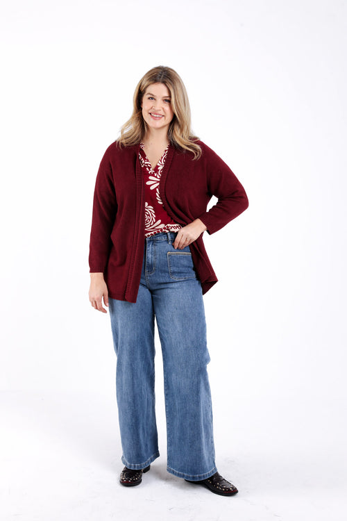 Lange cardigan in effen viscose-Paprika-5