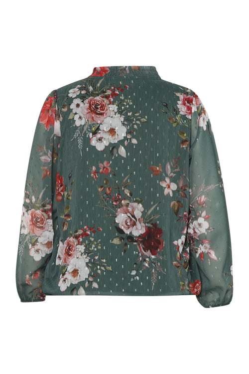 Blouse plumetis met bloemenprint-Paprika-9