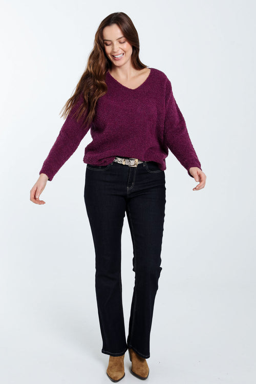 Effen, lusgebreide trui-Paprika-8