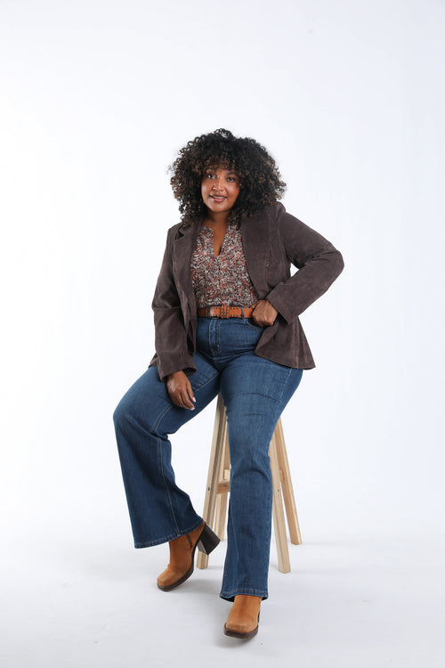 Blazer en velours-Paprika-7