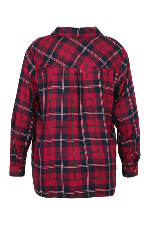 Lang, geruit hemd in viscose met lurex-Paprika-11