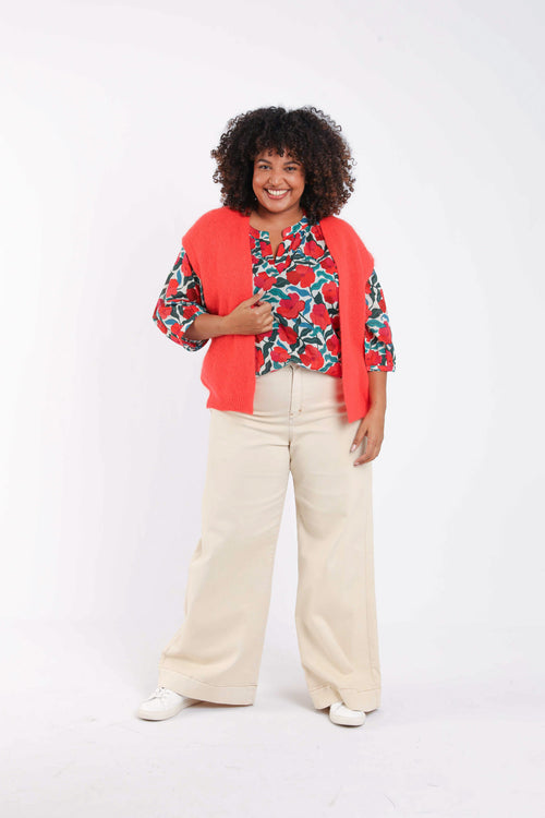 Effen mouwloos gilet-Paprika-8