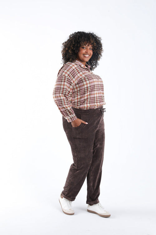 Pantalon chino 7/8 en velours uni-Paprika-8