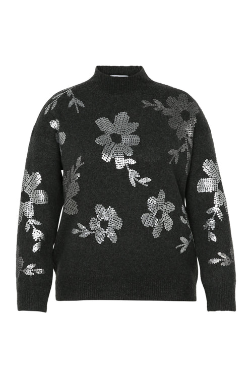 Pull avec fleurs en sequins-Paprika-10